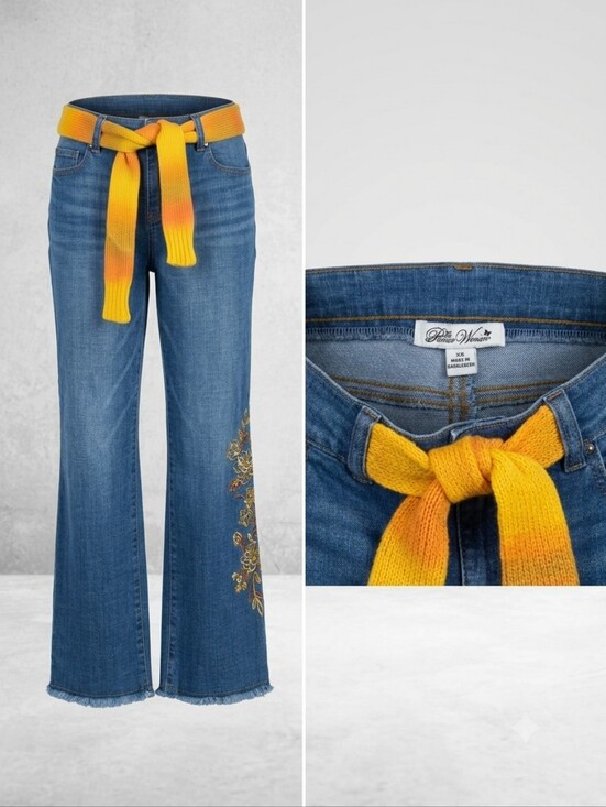 Denim - The Pioneer Woman Embroidered Wide Leg Flare Jeans XS